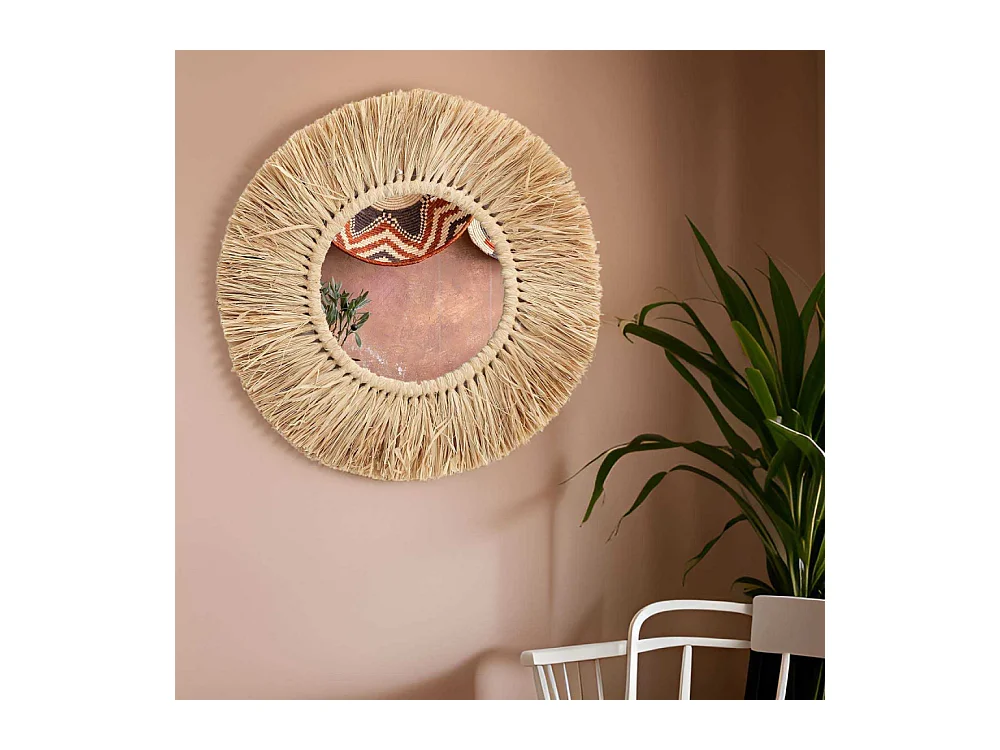 Miroir rond herbe séchée 50 cm