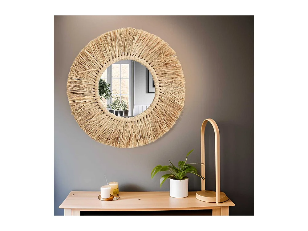 Miroir rond herbe séchée 50 cm