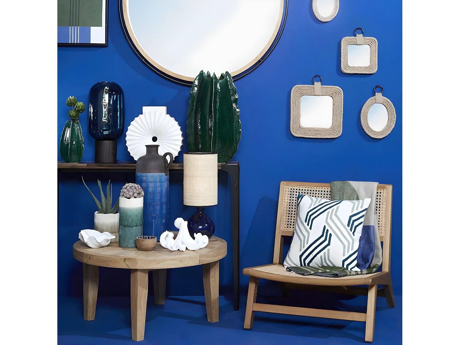 Specchio quadrato in corda 31 x 31 cm