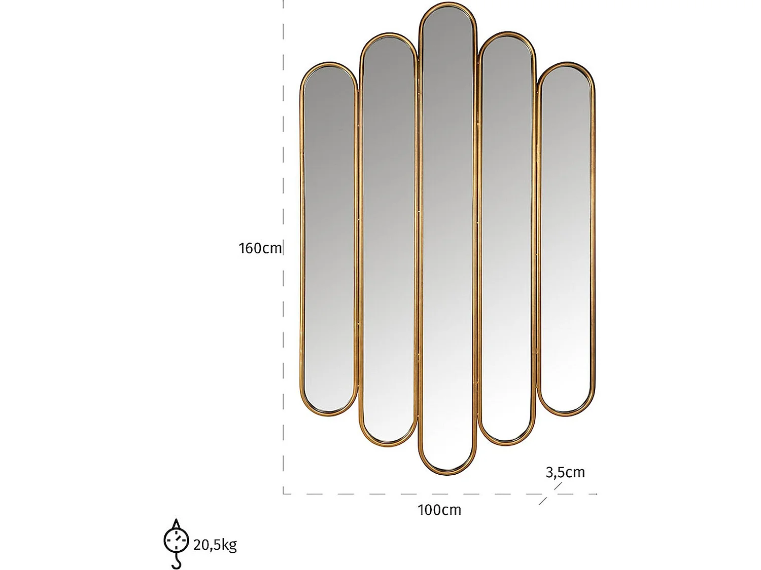 Miroir Ondulé Vertical Élégant et Classique