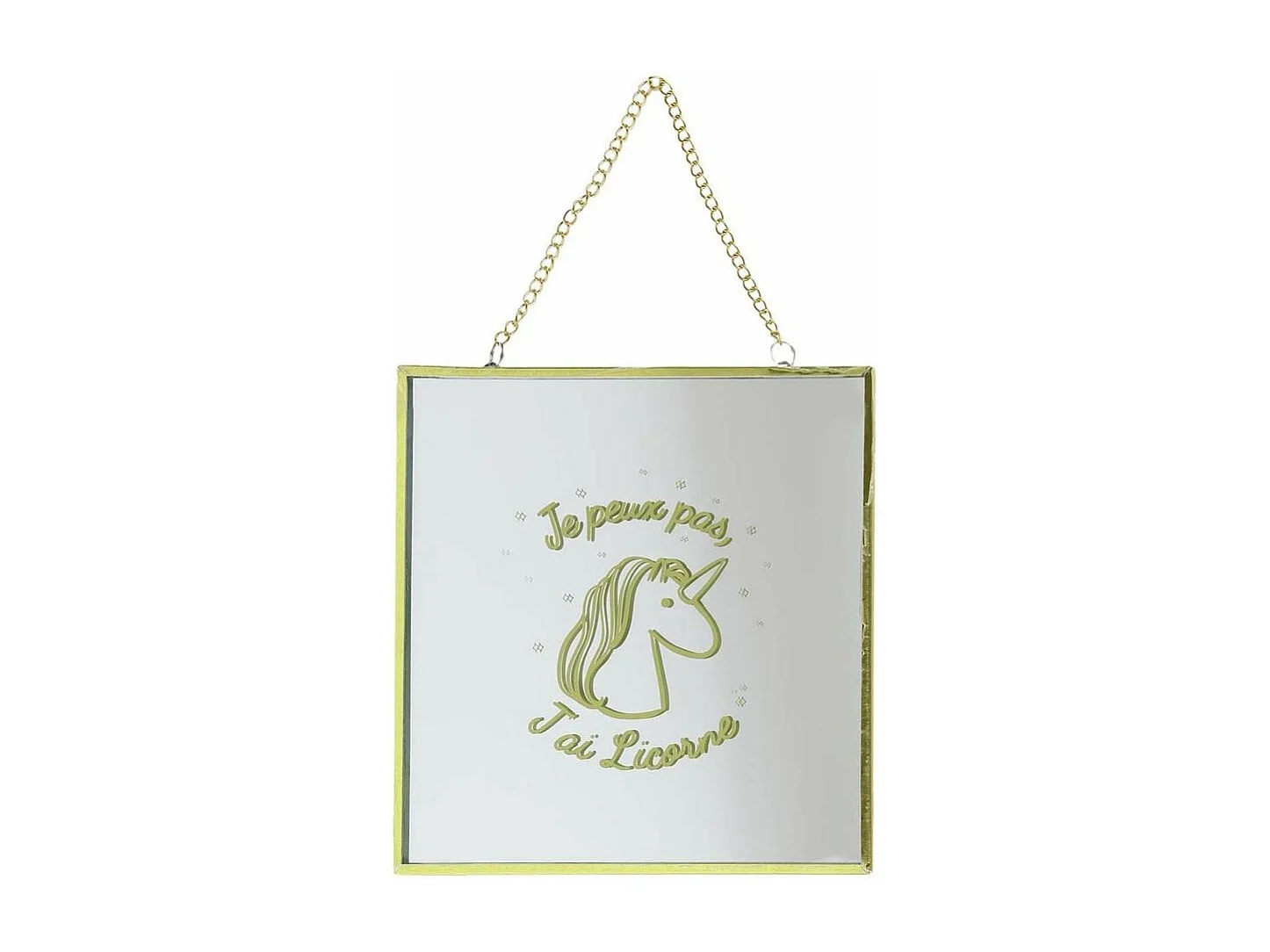 Miroir carré avec chainette licorne (Lot de 2)