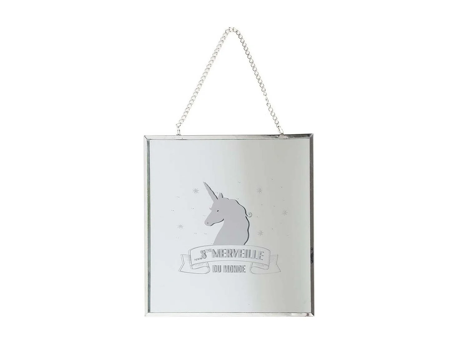 Miroir carré avec chainette licorne (Lot de 2)