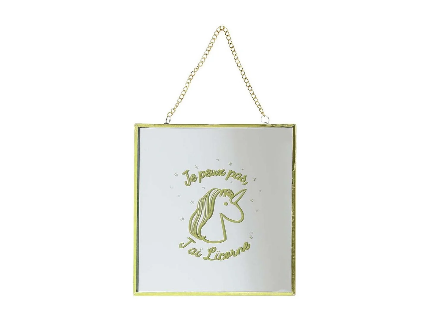 Miroir carré avec chainette licorne (Lot de 2)