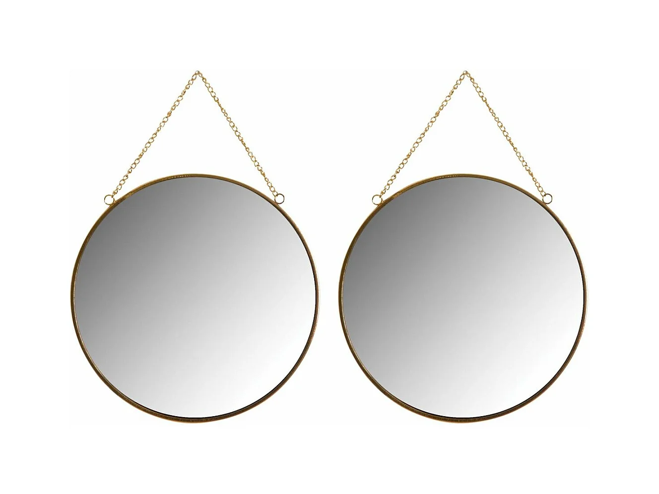 Miroir rond en métal laqué doré (Lot de 2)