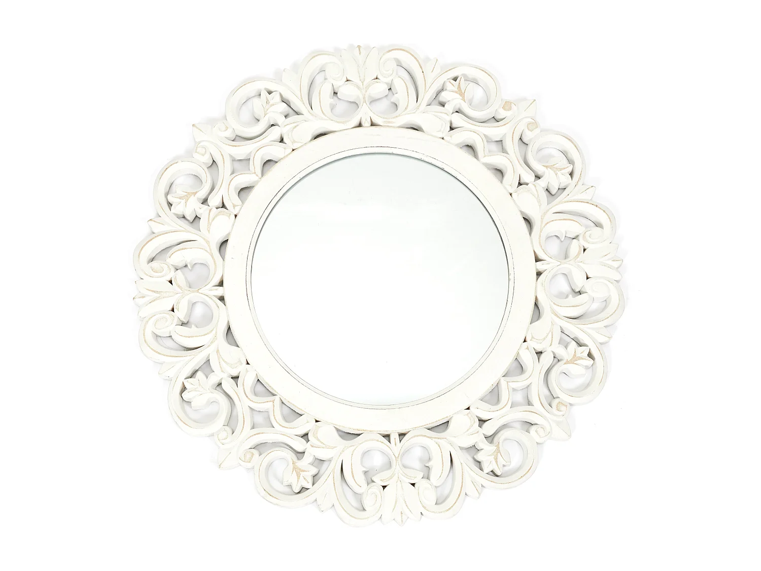 Miroir Bois Sculpte Charme 60cm Blanc