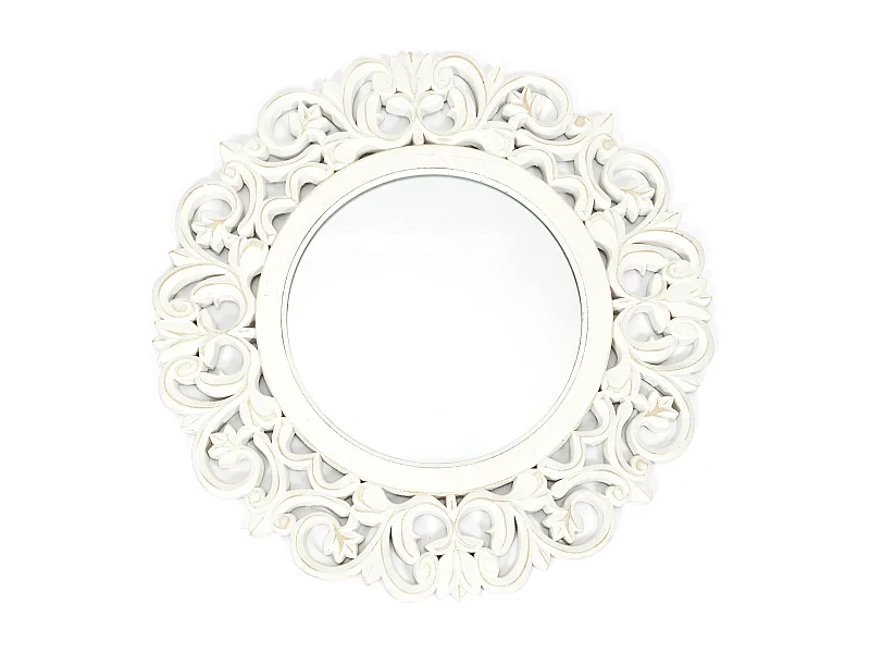 Miroir Bois Sculpte Charme 60cm Blanc