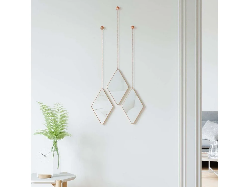 Miroir design suspendu Dima (Lot de 3) Cuivre