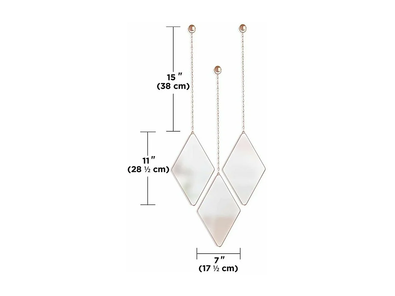 Miroir design suspendu Dima (Lot de 3) Cuivre