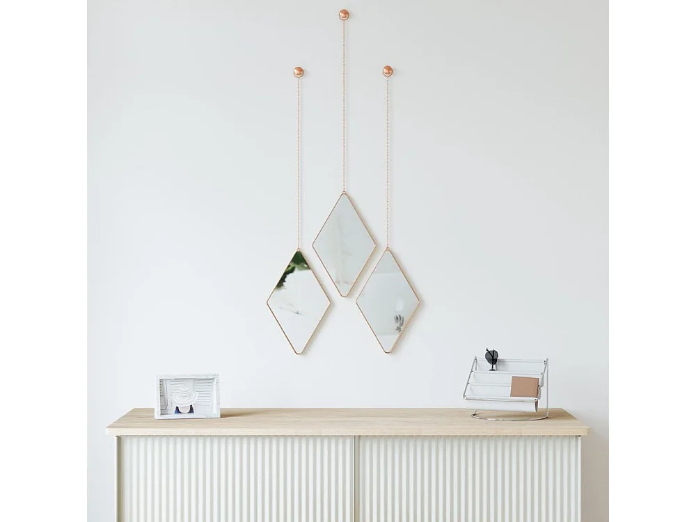 Miroir design suspendu Dima (Lot de 3) Cuivre