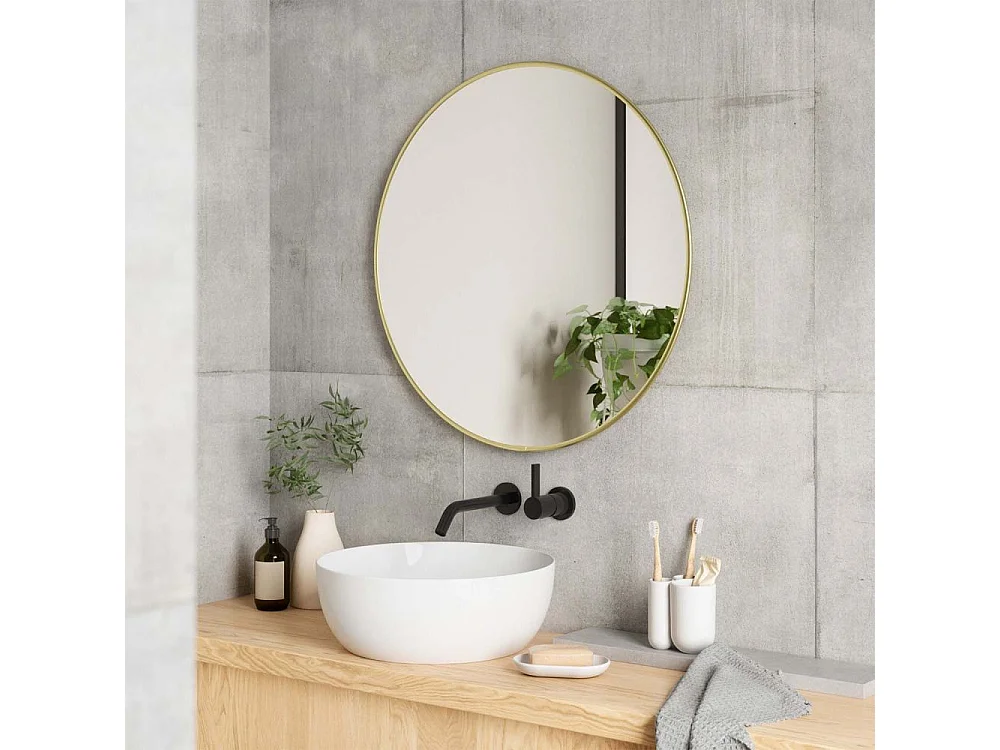 Specchio rotondo con finitura metallica Hubba 61 cm