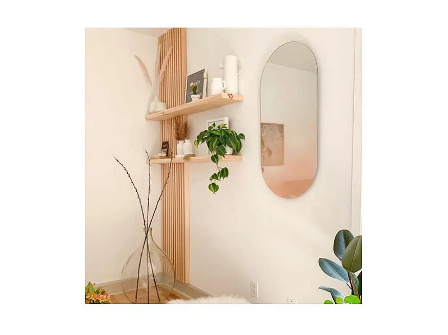 Miroir ovale effet brumeux rosé 45 x 91 cm Misto