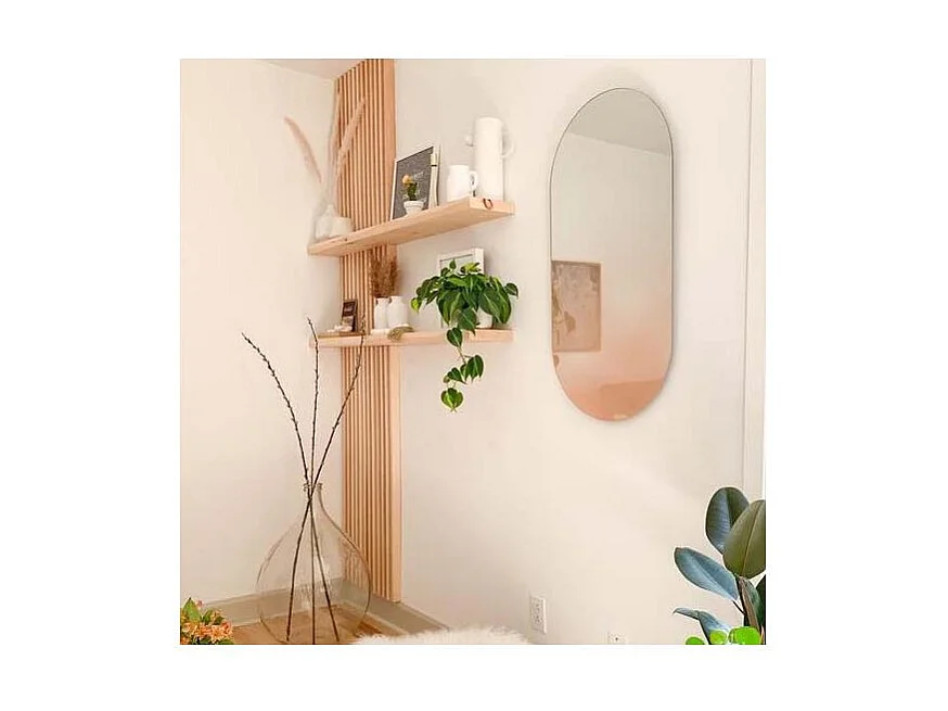 Espejo ovalado efecto rosa niebla 45 x 91 cm Misto