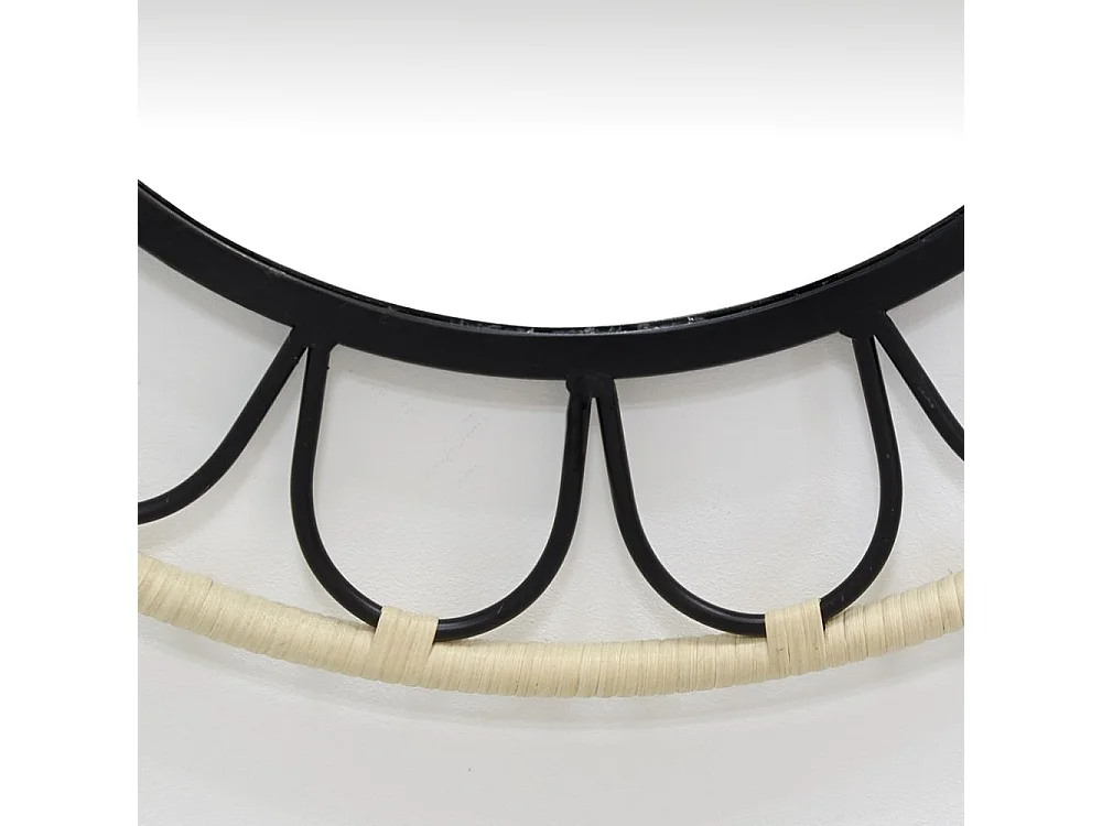 Miroir fleur en métal et rotin