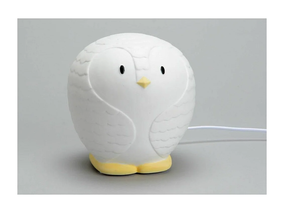 Lámpara de noche de porcelana blanca Pingüino 16 x 15,5 x 17 cm