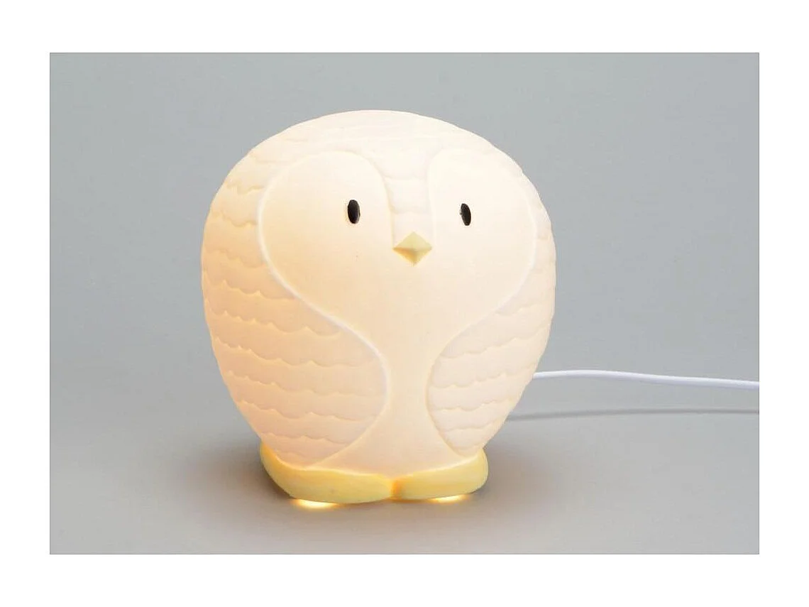 Lámpara de noche de porcelana blanca Pingüino 16 x 15,5 x 17 cm