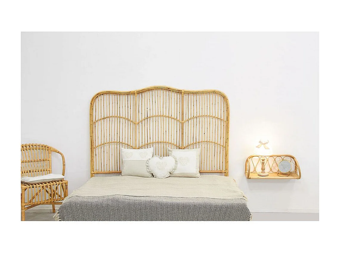 Tête de lit en rotin naturel Sommier 140 cm