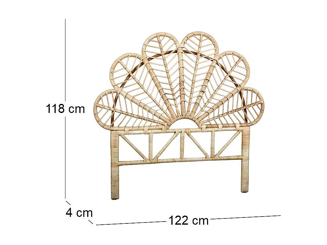 Tête de lit en rotin naturel Sola Sommier 90 cm