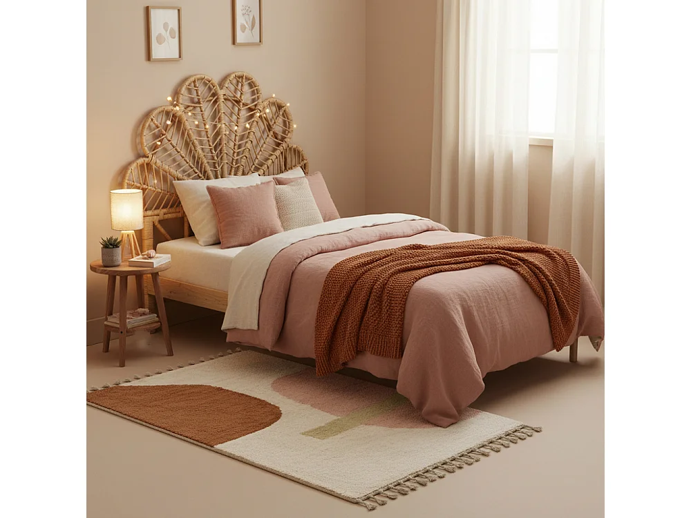 Tête de lit en rotin naturel Sola Sommier 90 cm