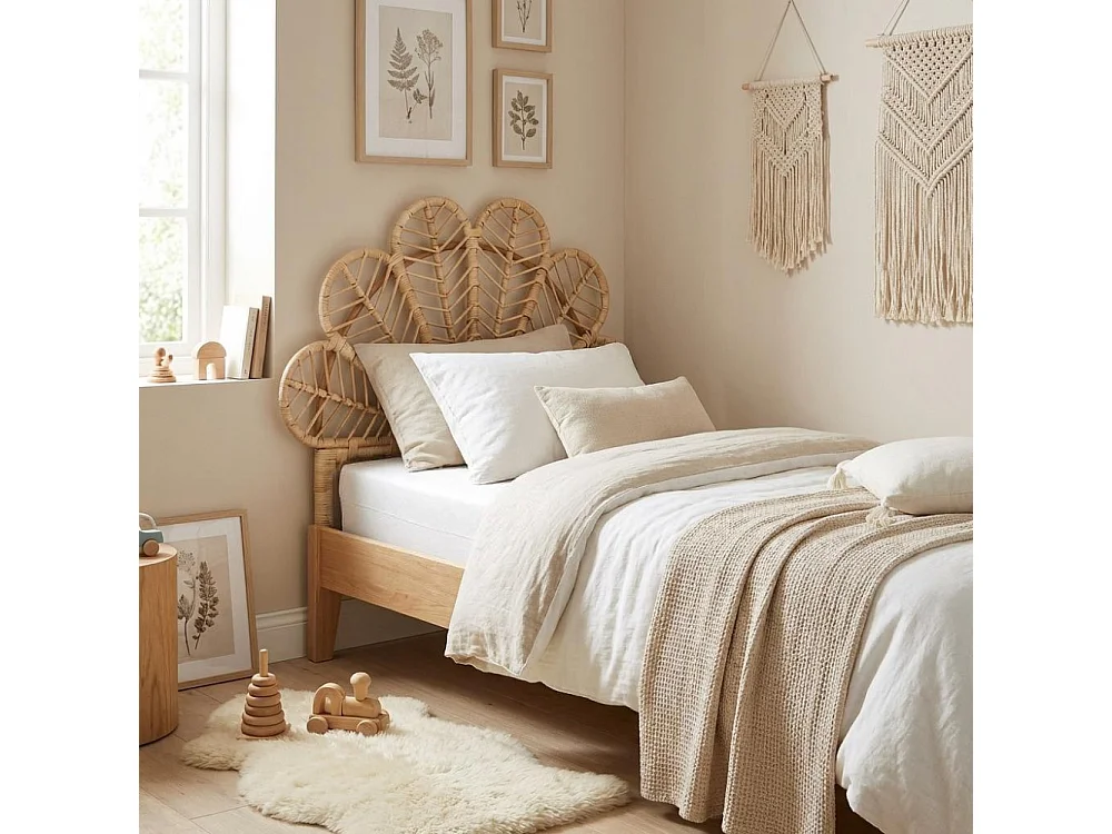 Tête de lit en rotin naturel Sola Sommier 90 cm