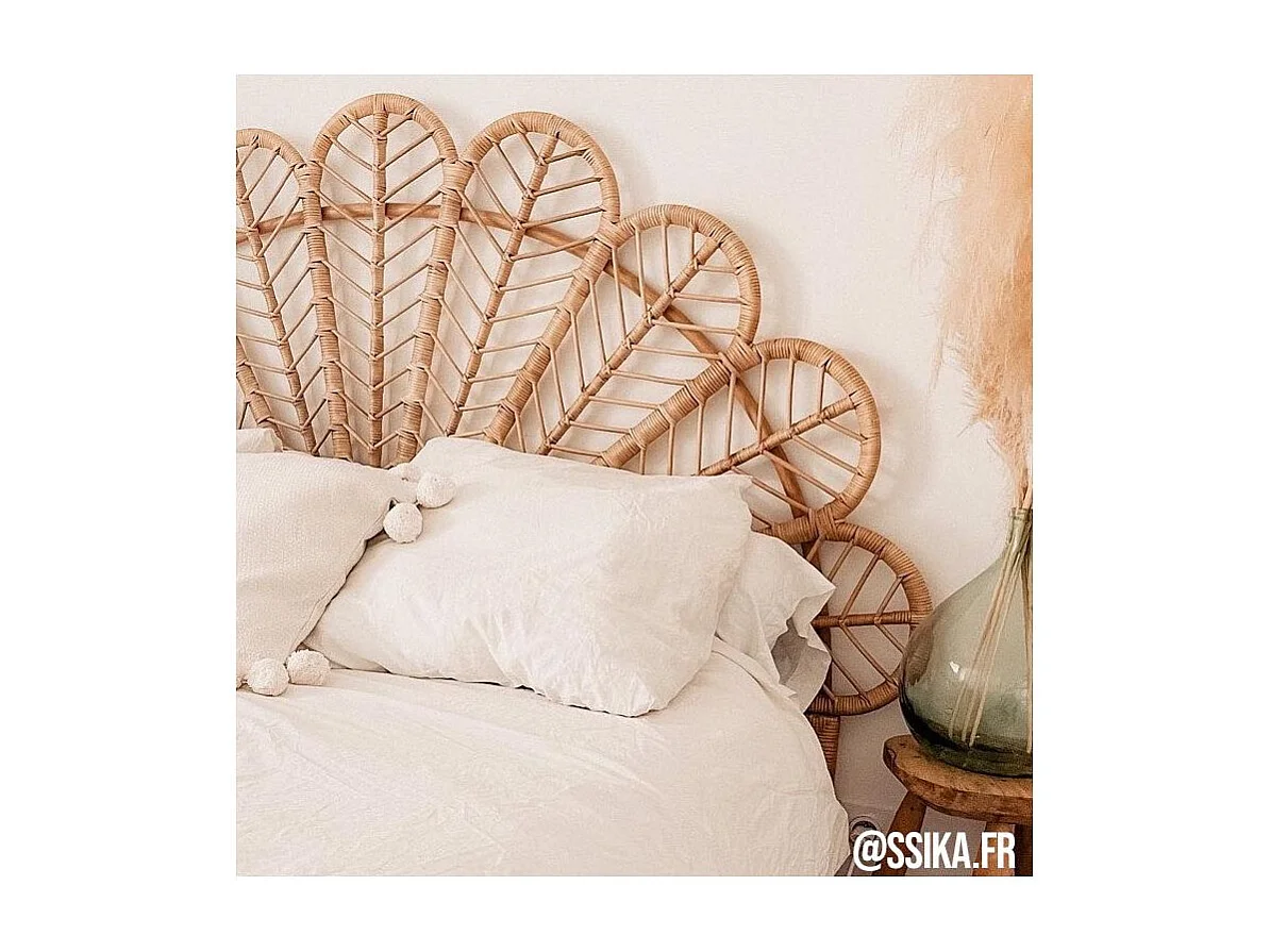 Tête de lit en rotin naturel Sola Sommier 140 cm