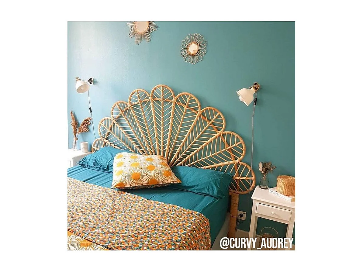 Tête de lit en rotin naturel Sola Sommier 140 cm