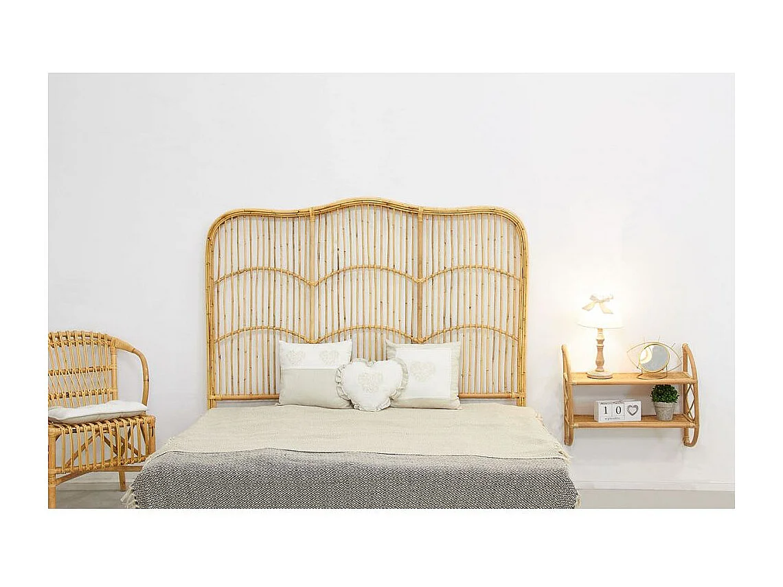 Tête de lit en rotin naturel Sommier 160 cm