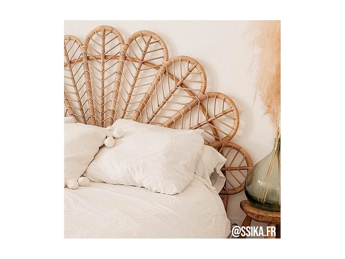 Tête de lit en rotin naturel Sola Sommier 160 cm