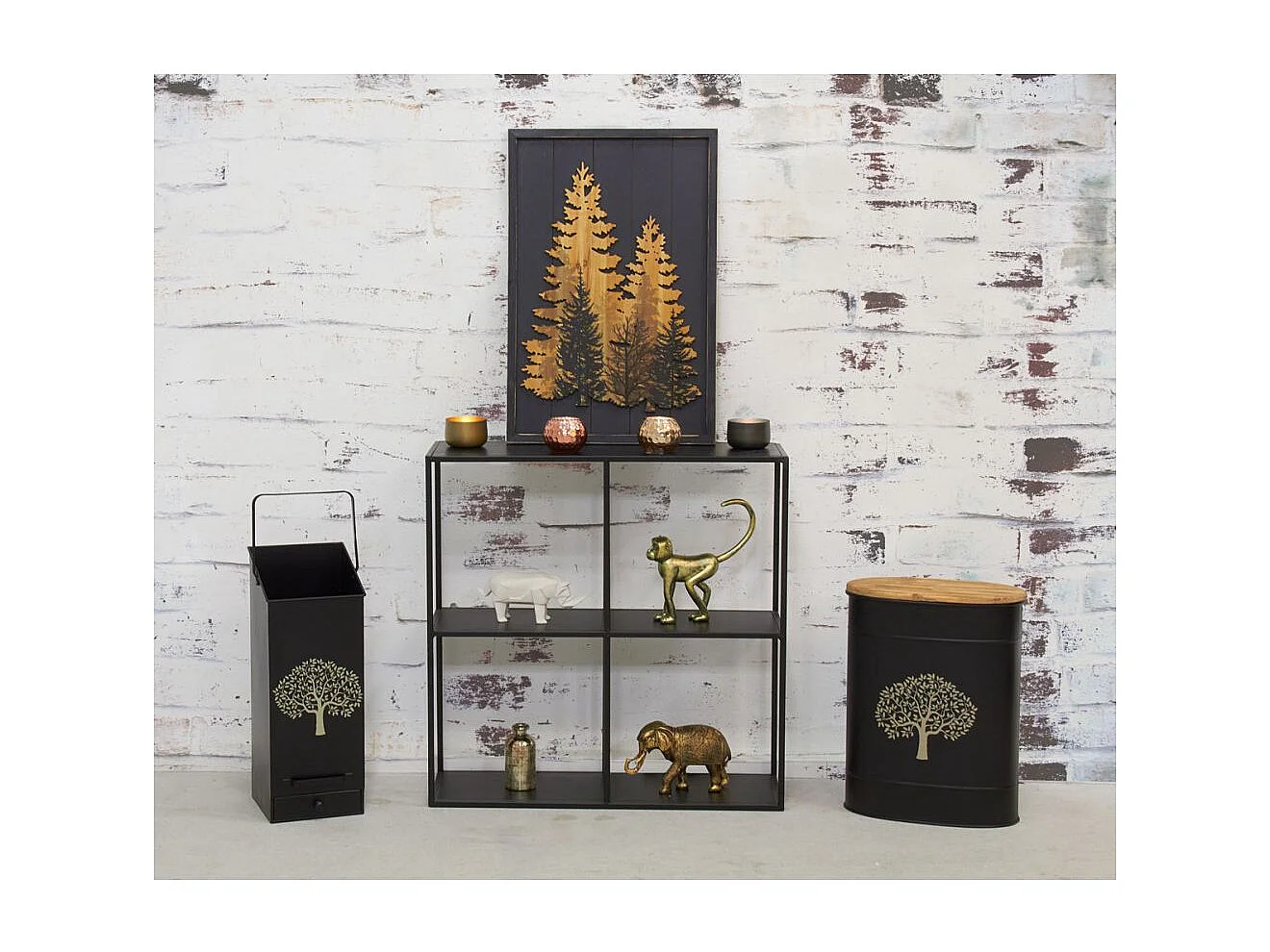 Tabouret et seau à pellets en métal