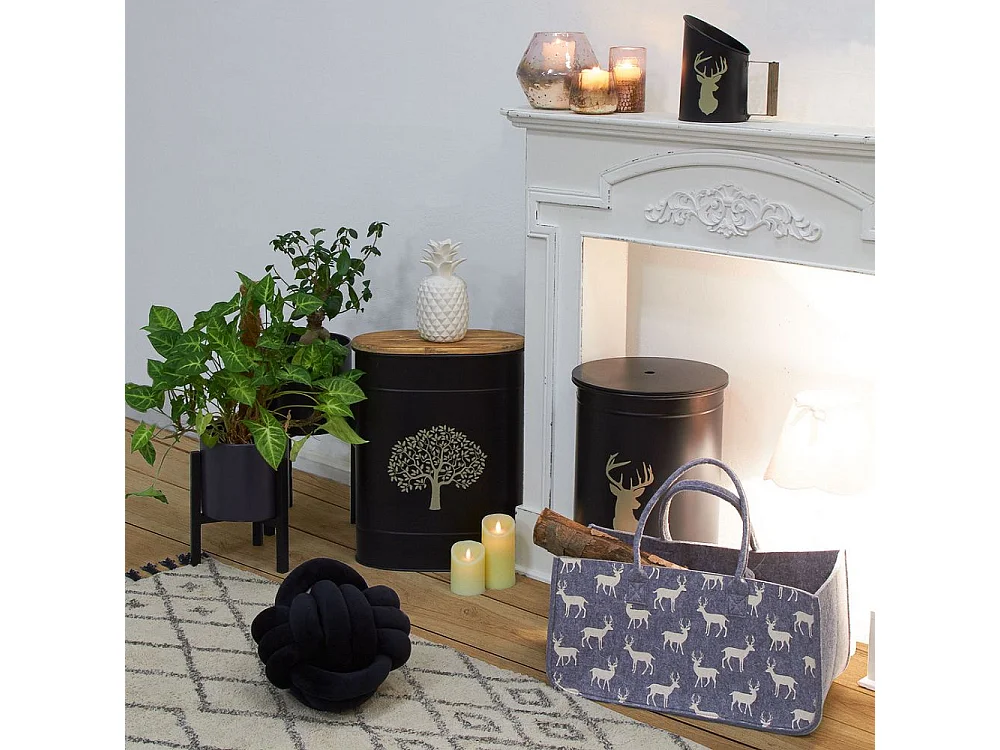 Tabouret et seau à pellets en métal