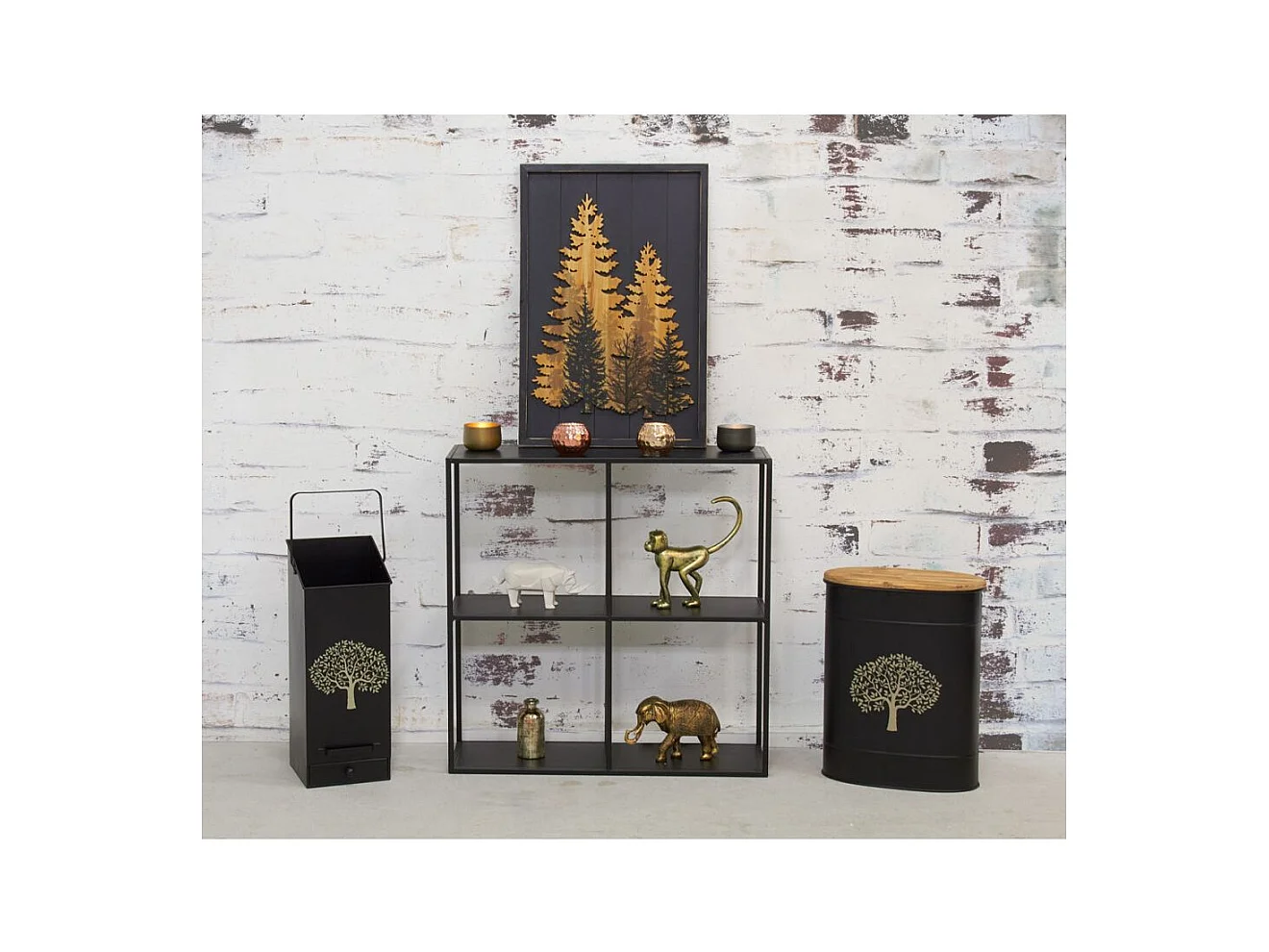 Tabouret et seau à pellets en métal