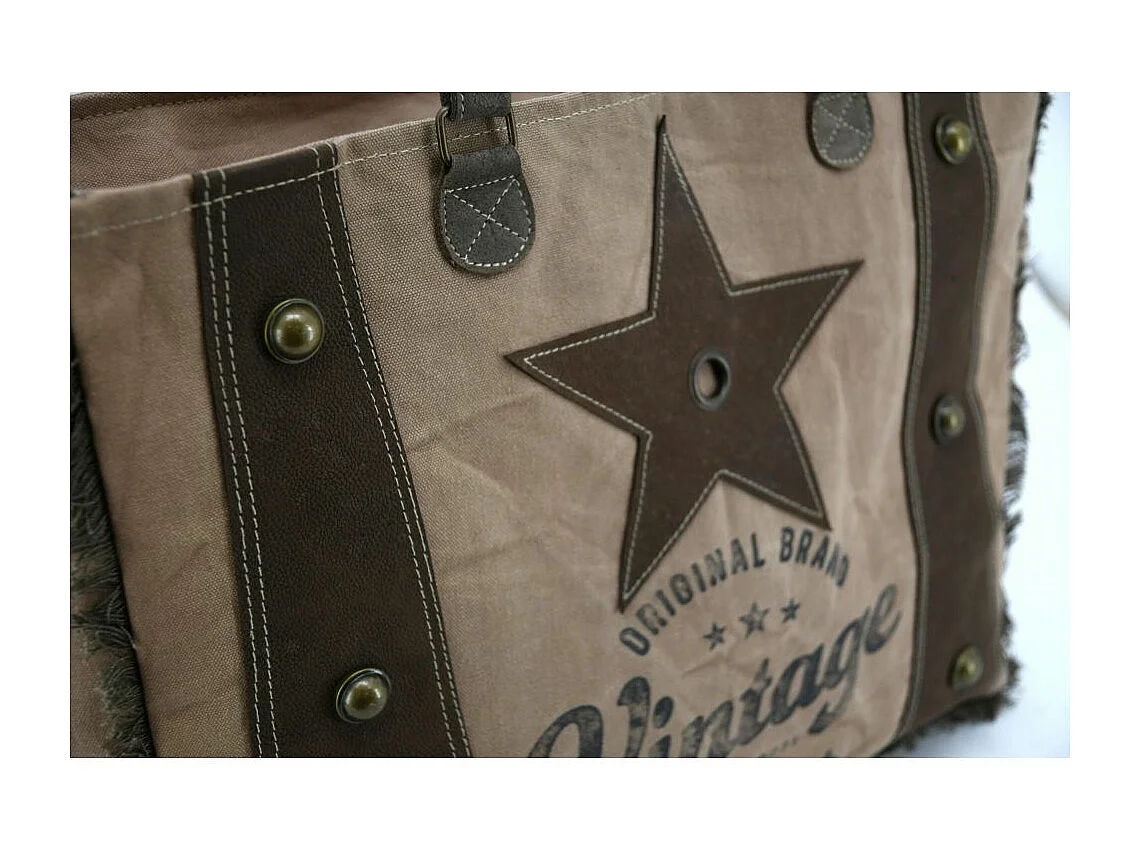 Sac en coton et cuir de buffle Vintage