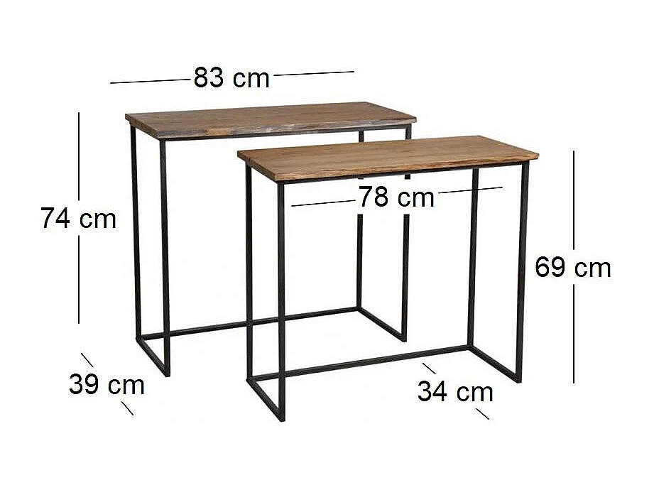 Consoles en bois et métal Ubi (Lot de 2)