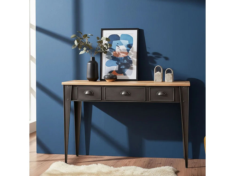 Console en métal et sapin