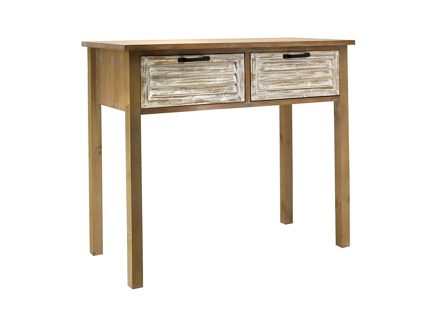 Console en bois naturel et cérusé Ancenia