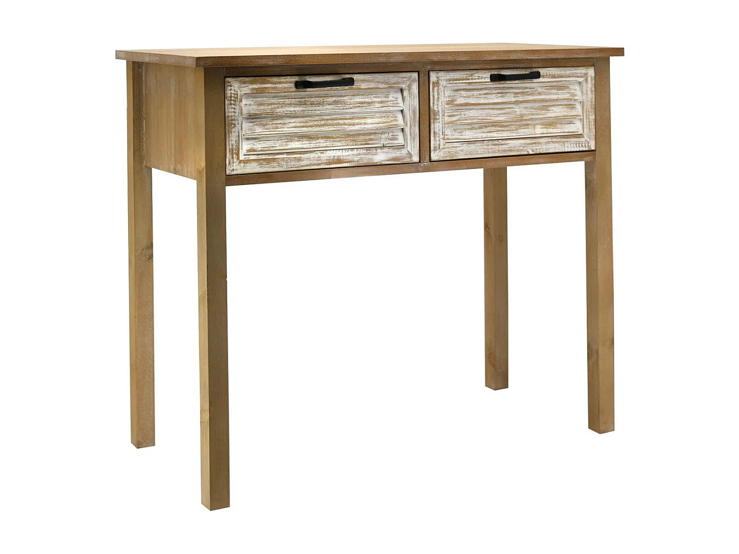 Console en bois naturel et cérusé Ancenia