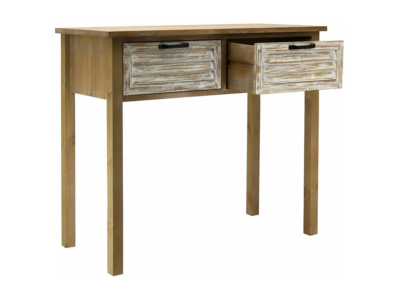 Console en bois naturel et cérusé Ancenia