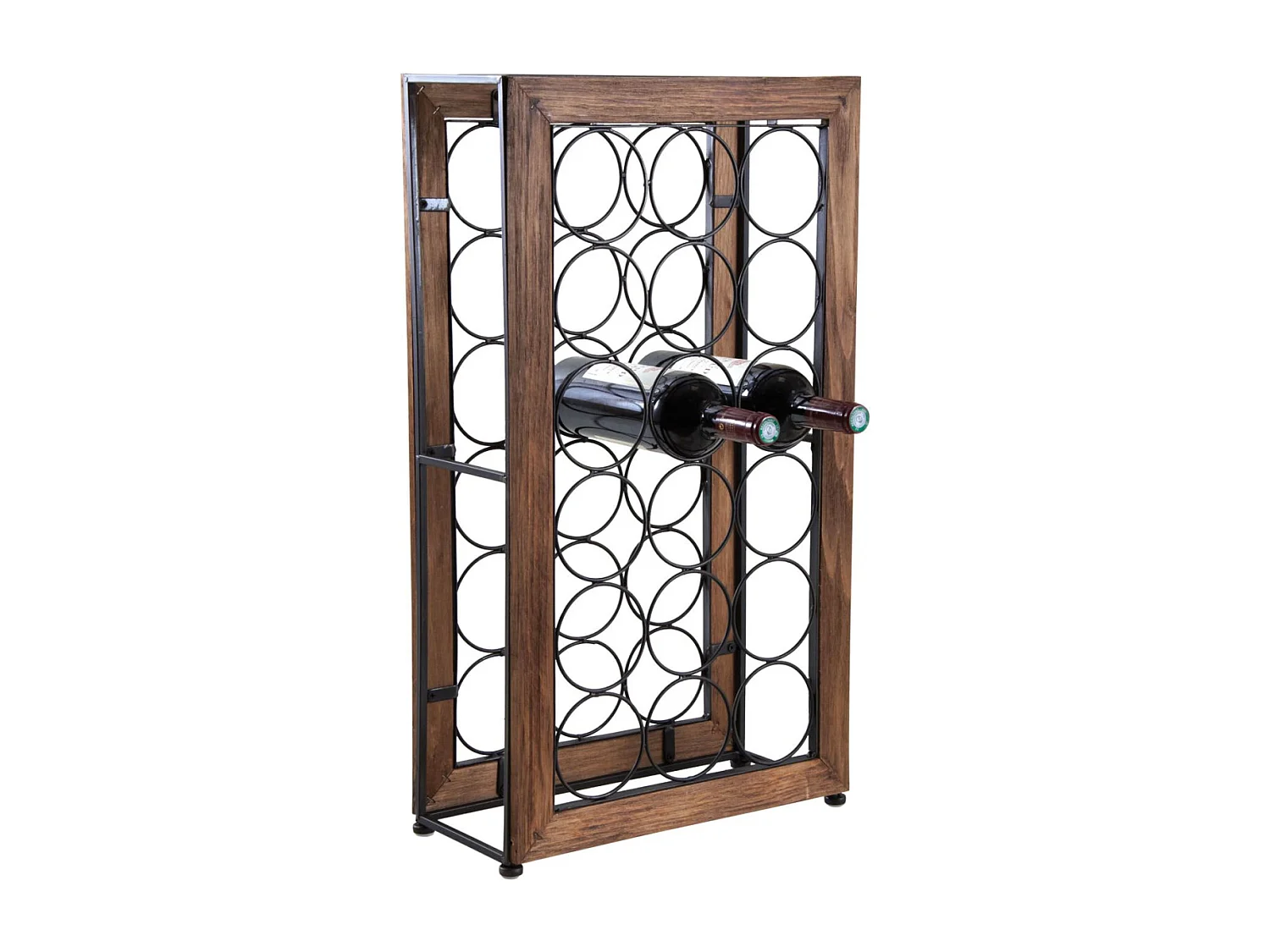 Flaschenregal aus Metall und Holz (18-fach)