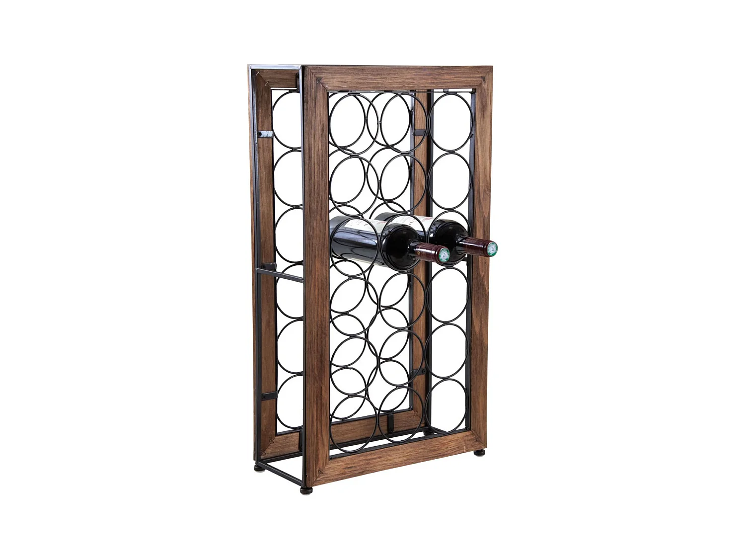 Rangement pour 18 bouteilles en métal et bois