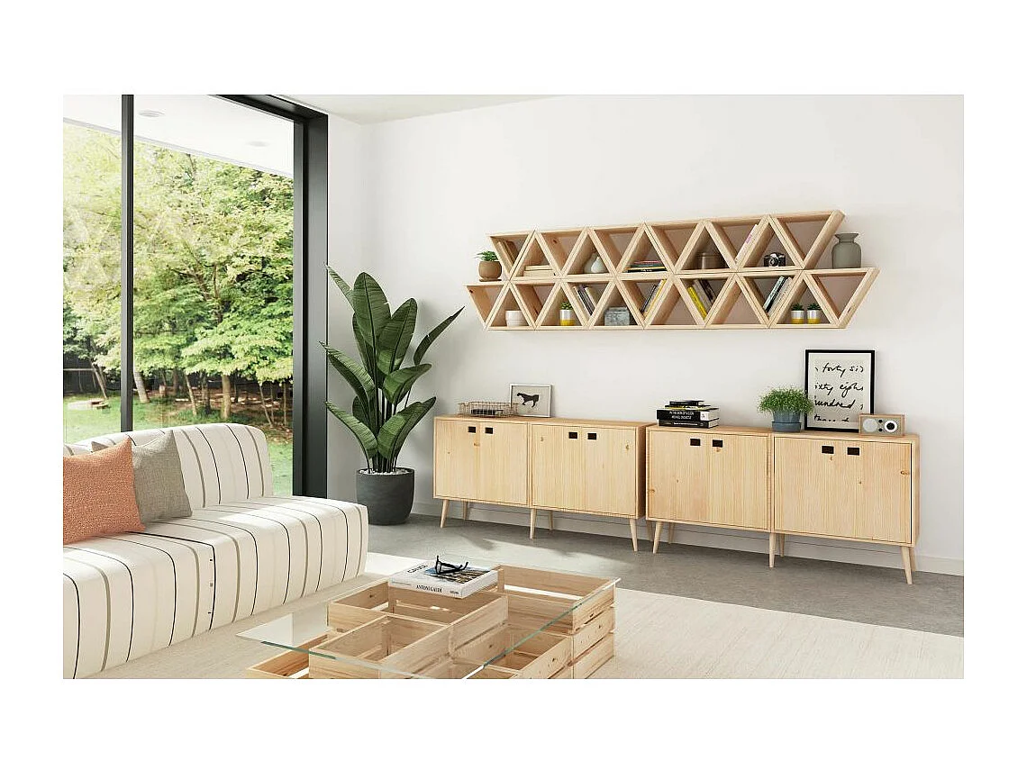 Casier à bouteilles triangulaire en pin Prisma