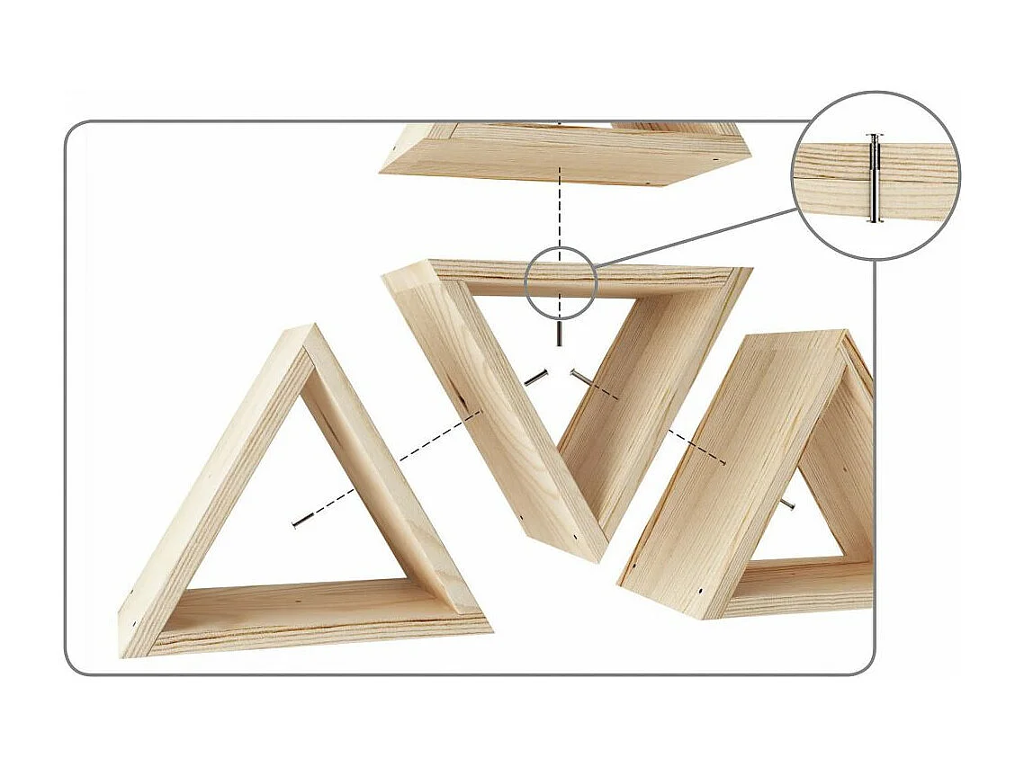 Casier à bouteilles triangulaire en pin Prisma