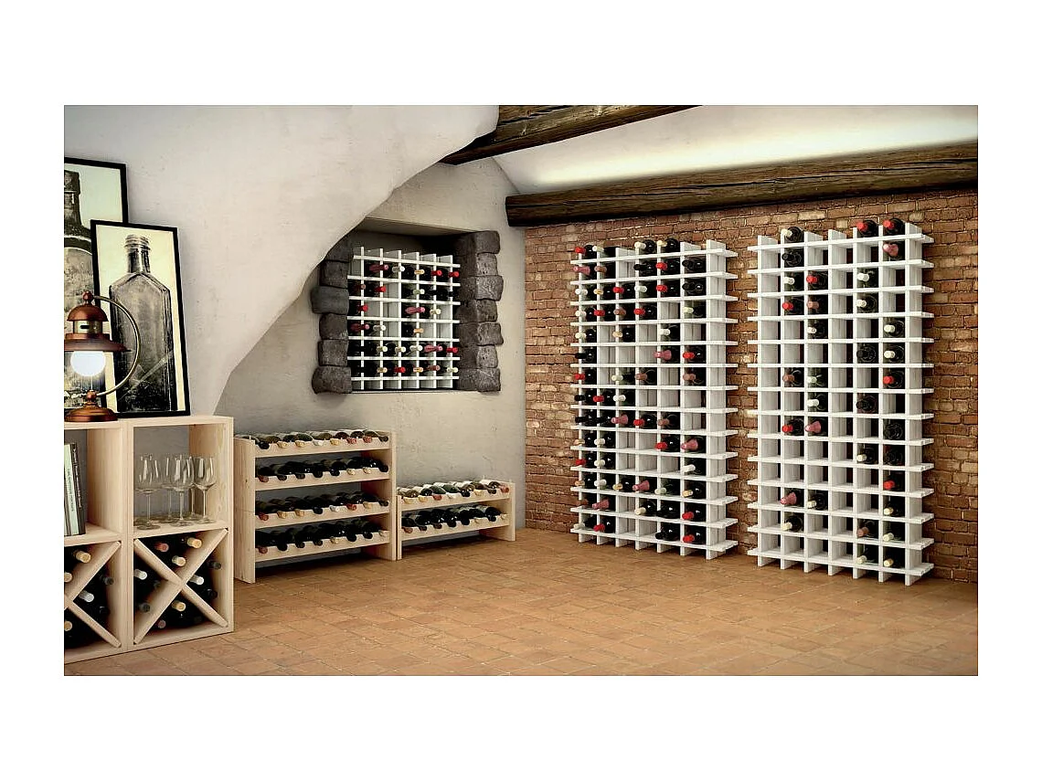 Casier à bouteilles en pin massif brut 24 bouteilles