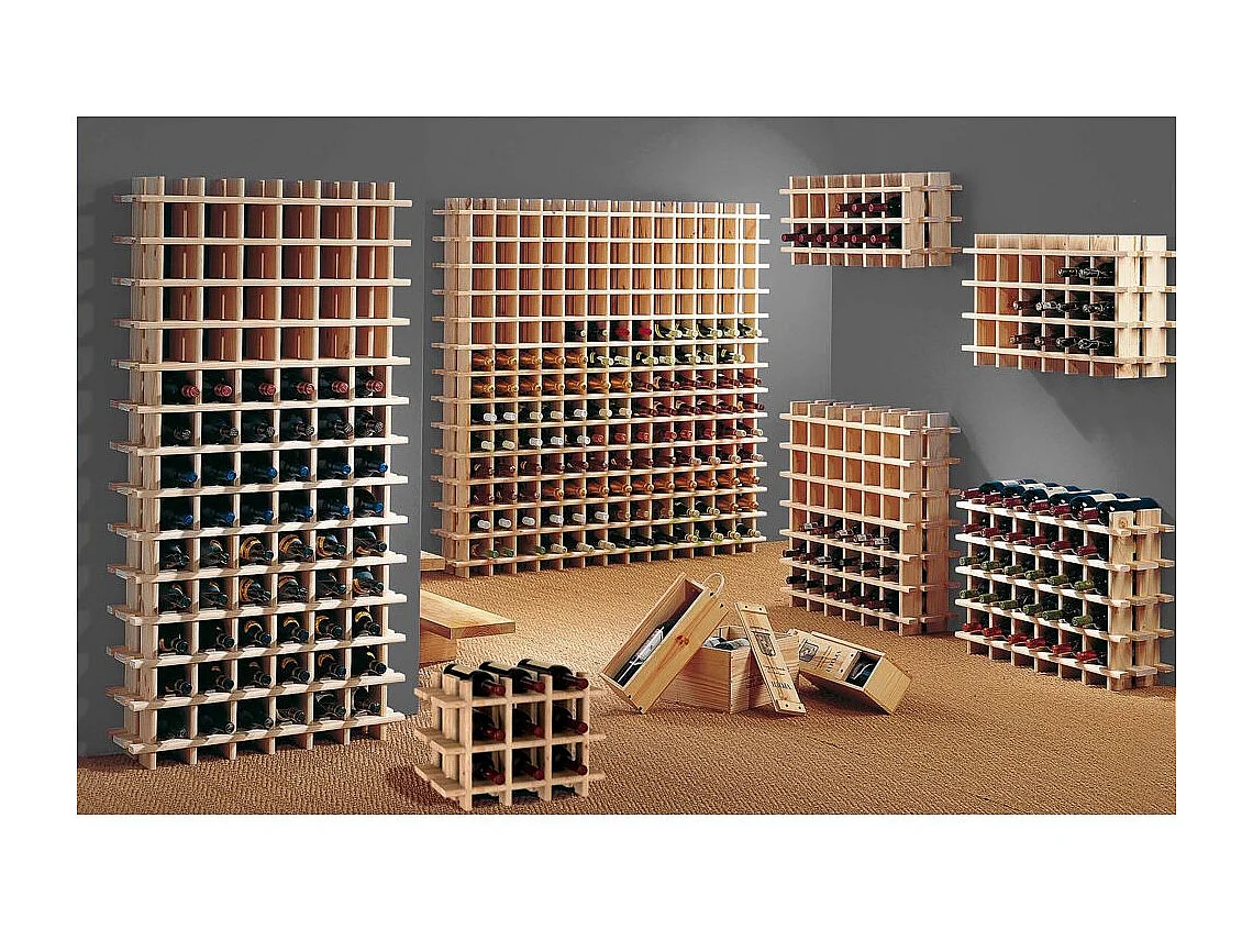 Casier à bouteilles en pin massif brut 24 bouteilles