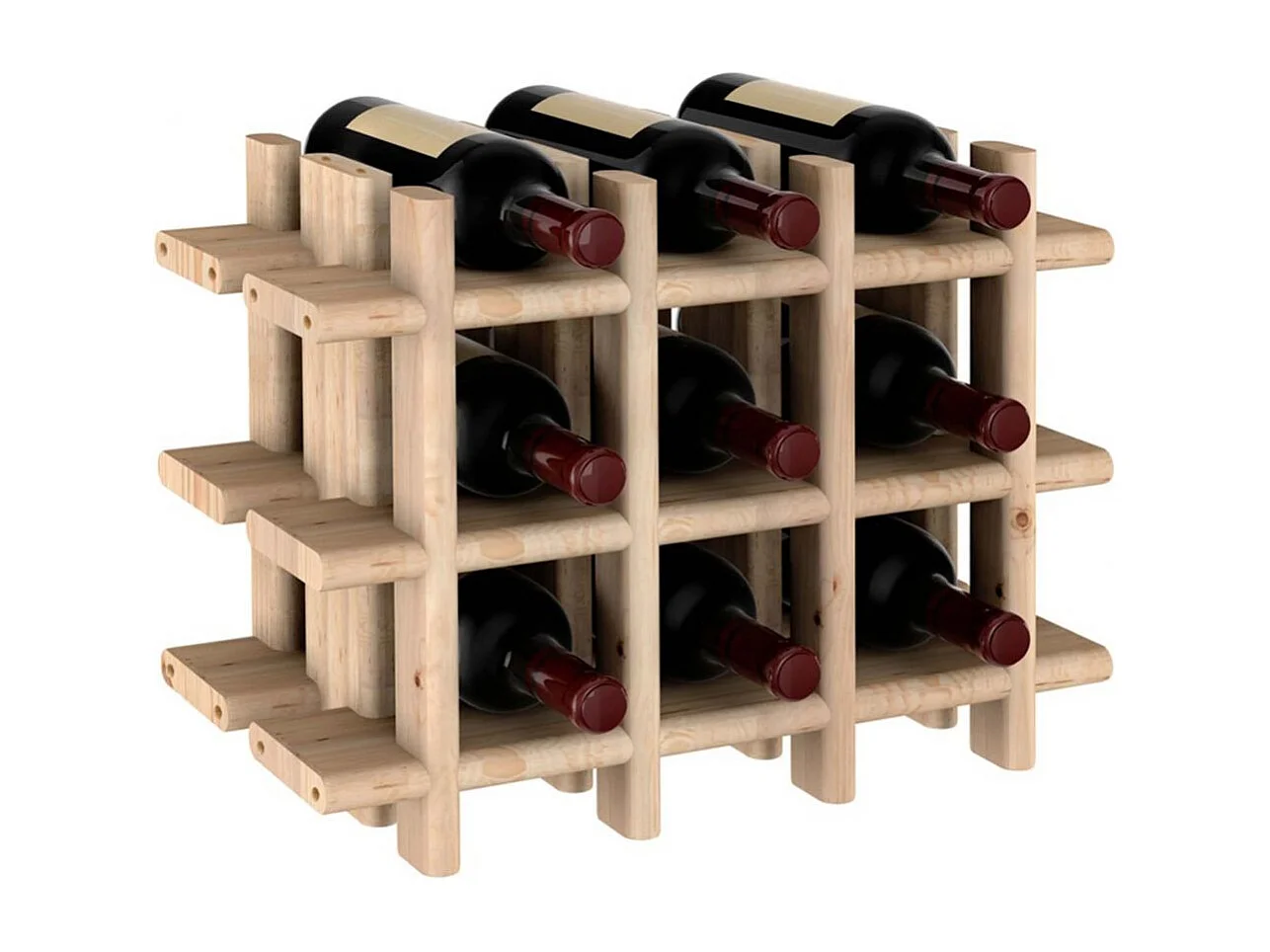 Flaschenregal aus massivem Rohkiefernholz