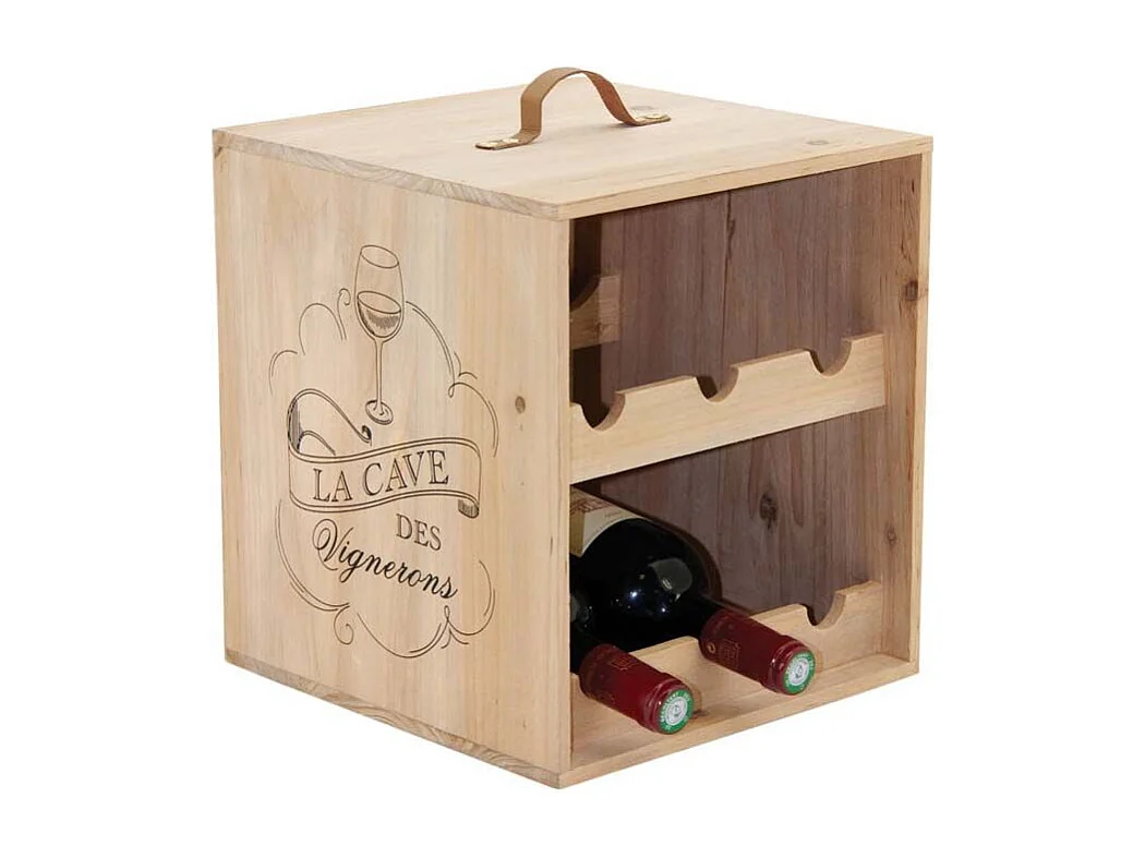 Contenitore per 6 bottiglie di legno 27 x 27 x 30 cm