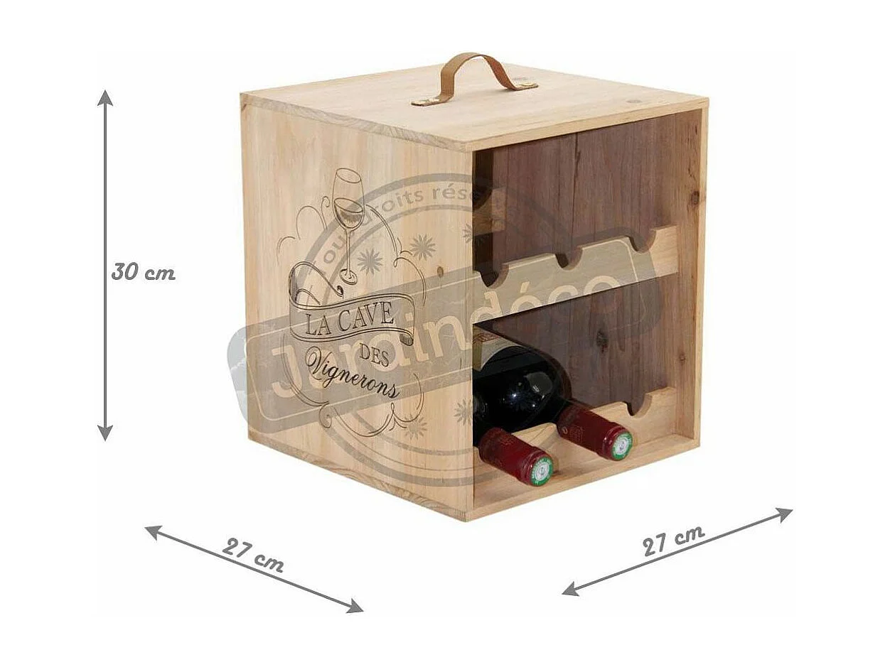 Contenitore per 6 bottiglie di legno 27 x 27 x 30 cm