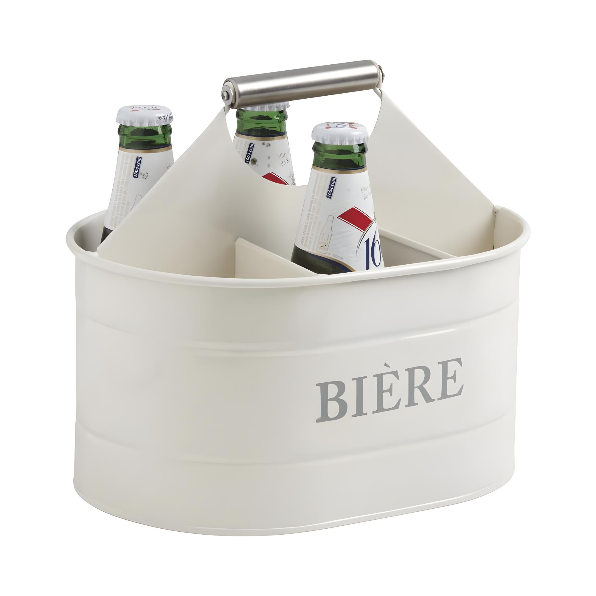 Bierflaschenhalter aus lackiertem Zink oval 24.5 x 17 x 13 cm