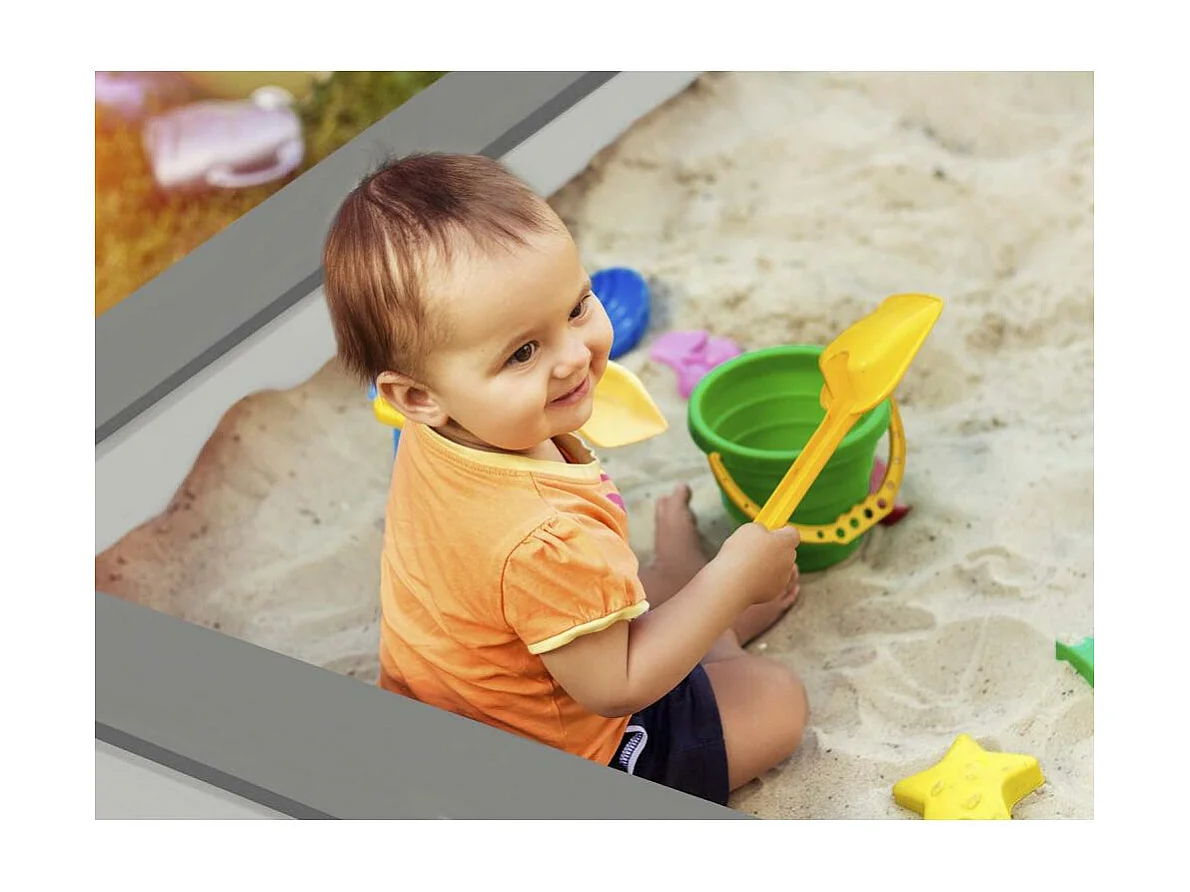 Bac à sable en bois peint avec bâche Sandy
