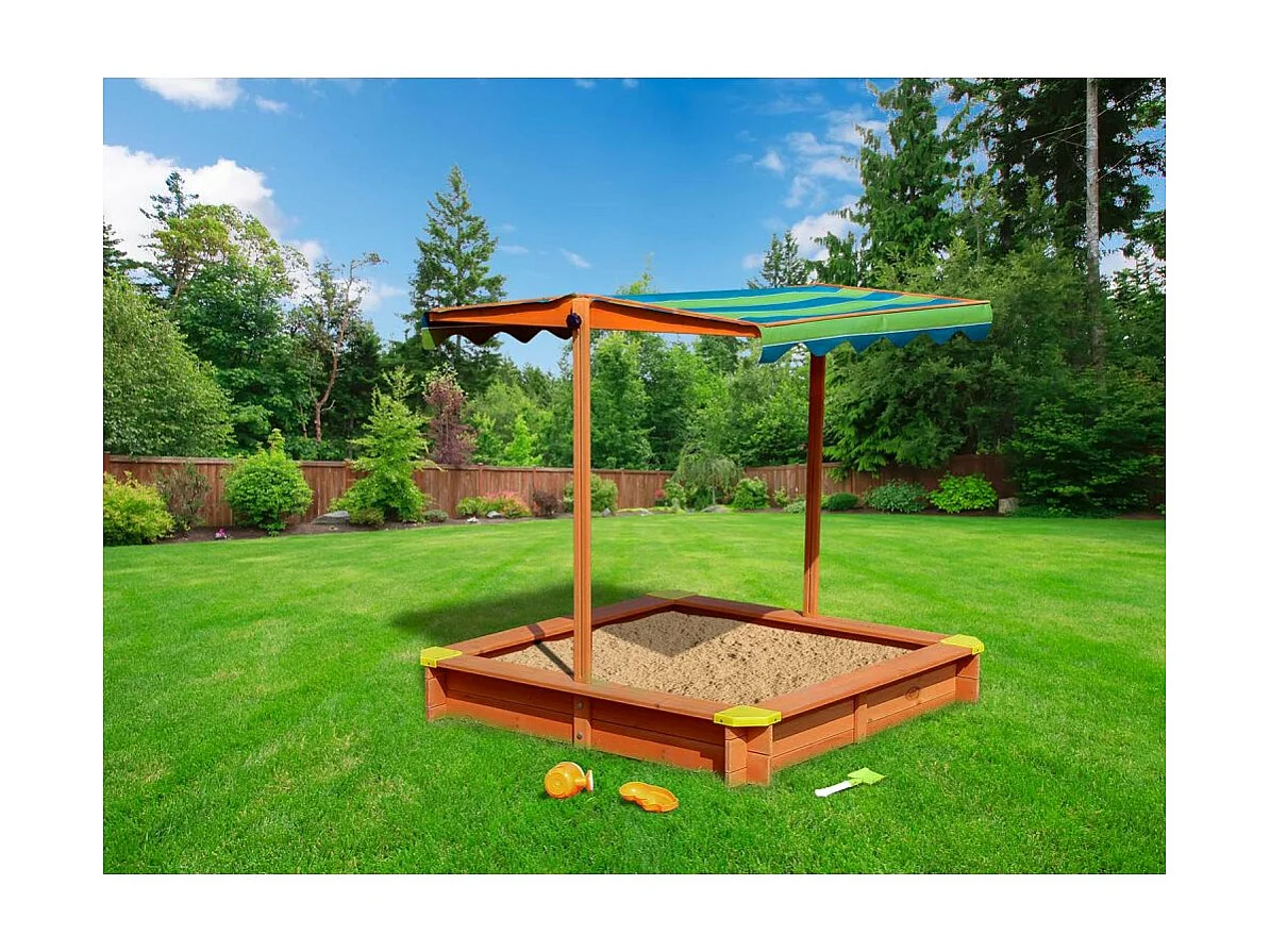 Bac à sable en bois avec parasol réglable Lily