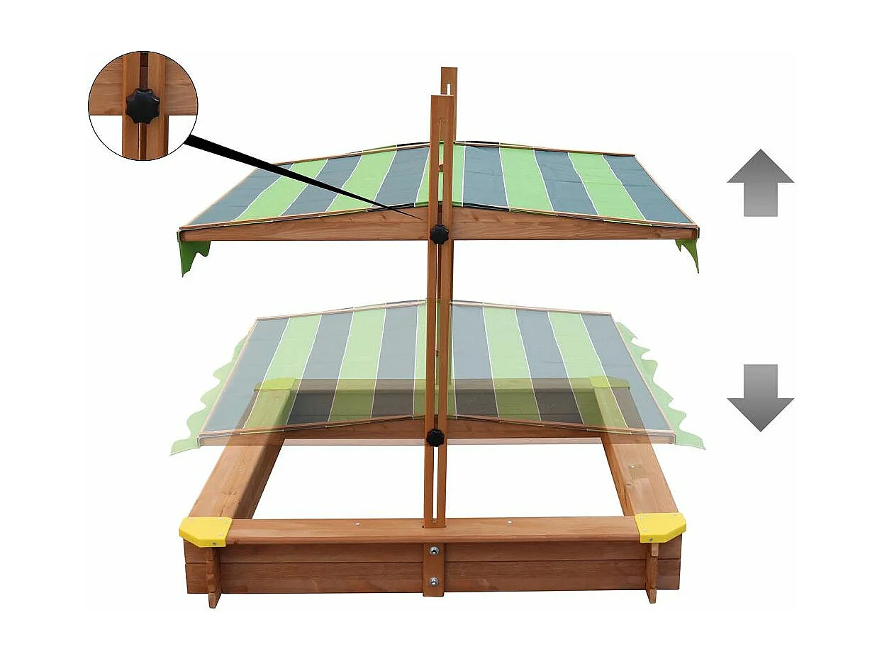 Bac à sable en bois avec parasol réglable Lily