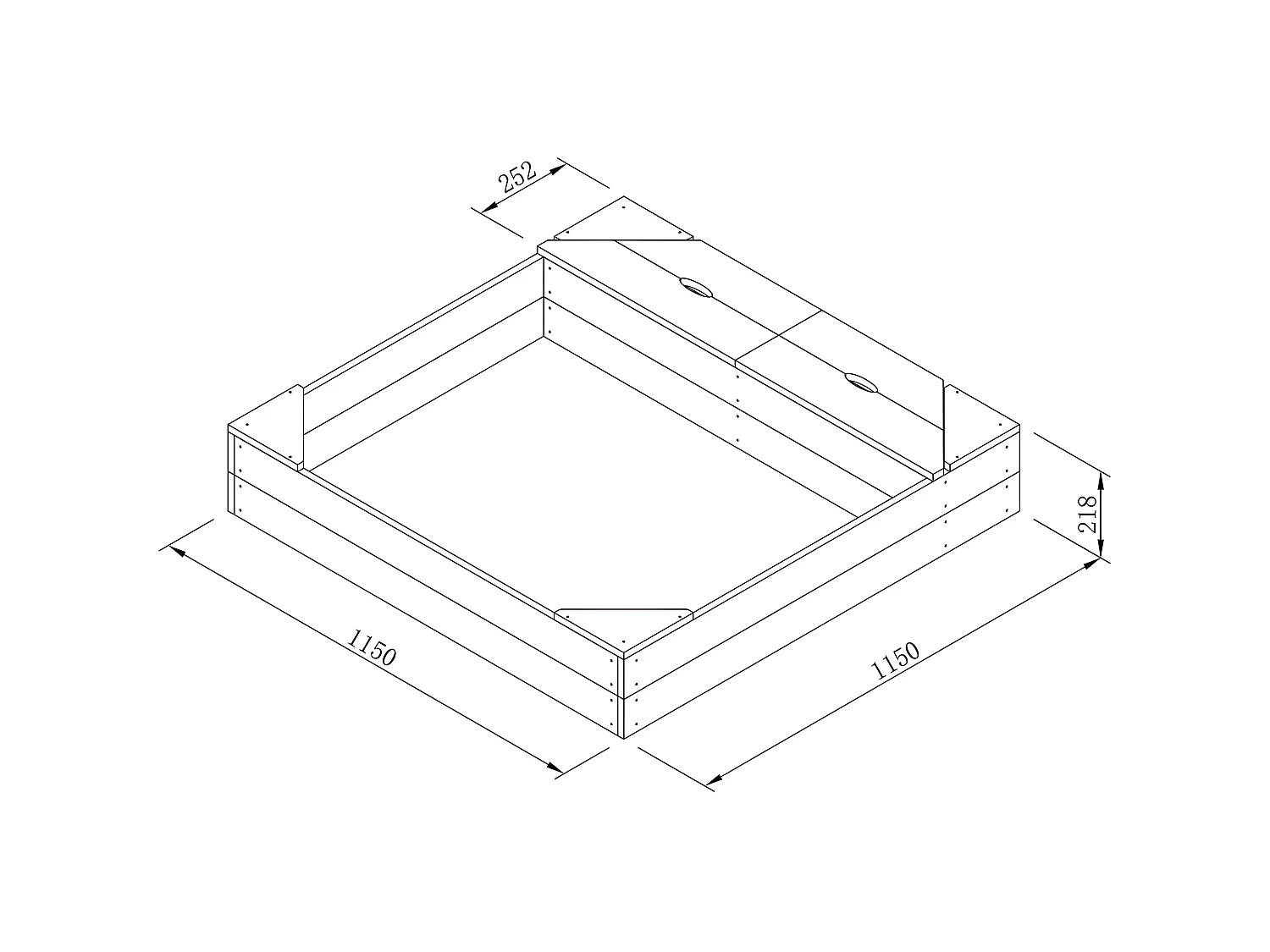 Cajón de arena de madera con almacenamiento y lona Amy